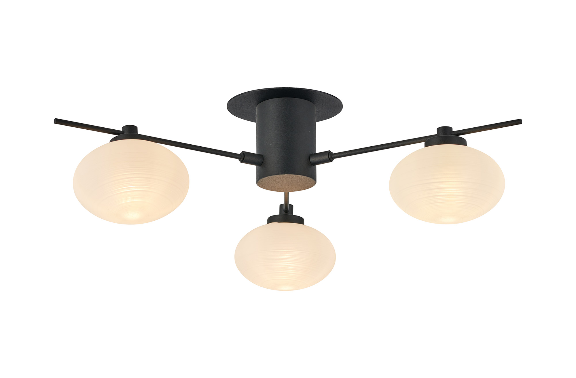 D0971BL/A/OP  Addie Flush Ceiling, 3 Light G9, Satin Black/Opal A Glass